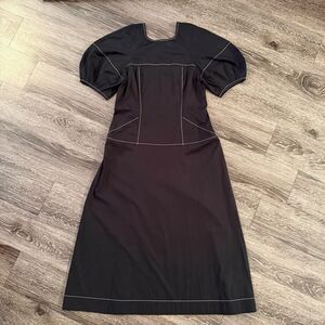 Madewell Puff-Sleeve Drop-Waist Midi Dress New